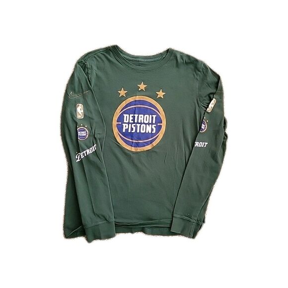 2022-23 Mens Detroit Pistons Team NBA St Cecilia Green L/S Shirt Nike Small - Picture 11 of 15